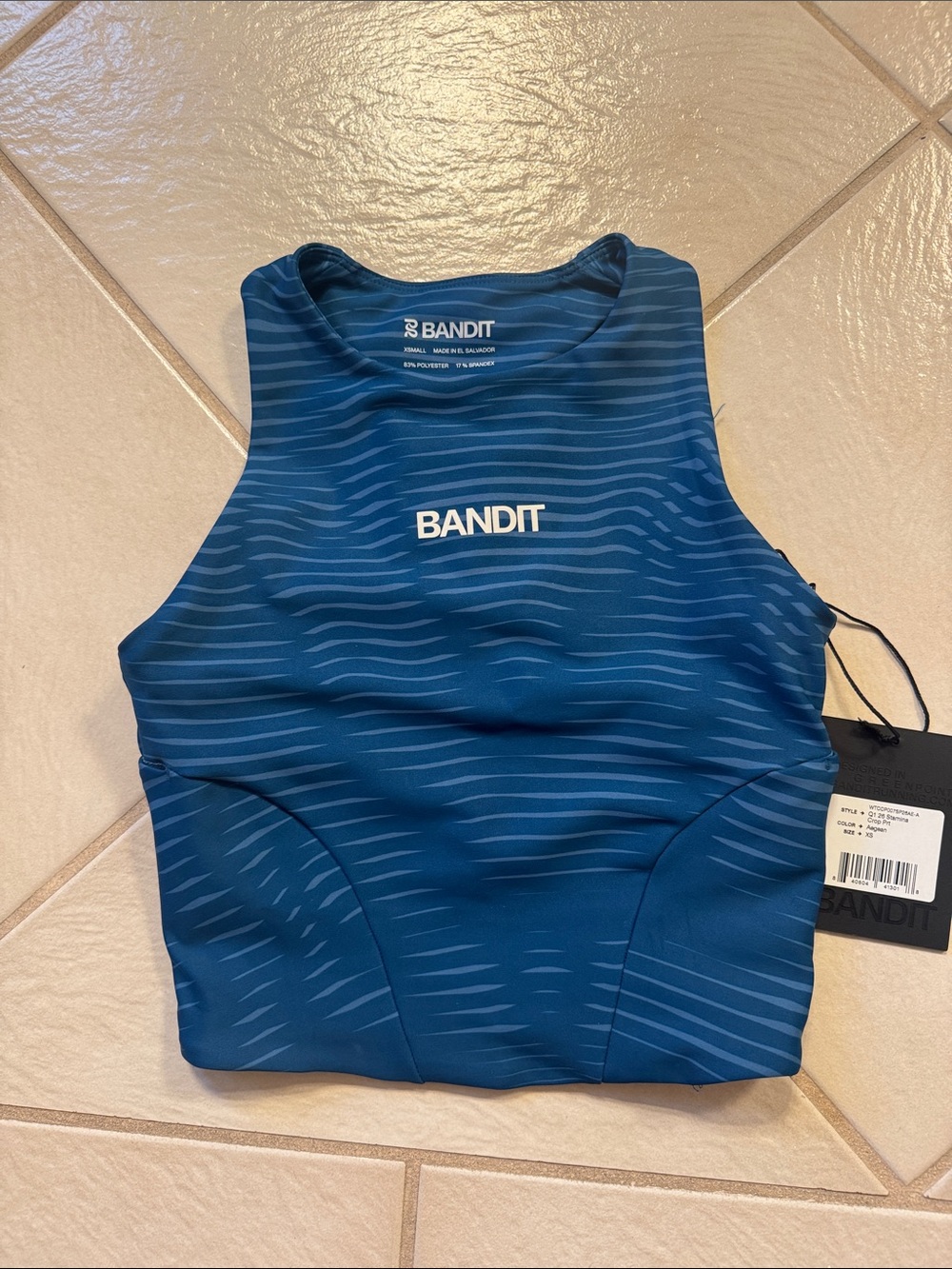 Bandit Stamina Race Crop- Organic Stripe Ink Blue